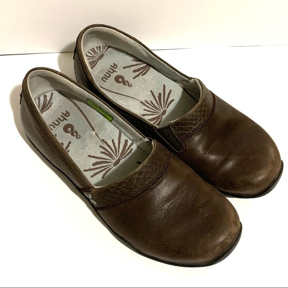 Ahnu Jackie Comfort Brown Leather Mule Flats Size 6.5 - Picture 3 of 7
